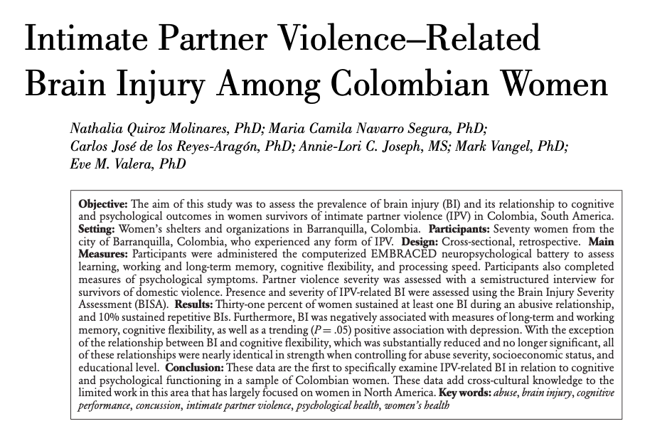 Intimate Partner Violence–Related Brain Injury Among Colombian Women
